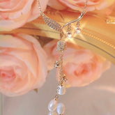 Mode Gold Sterling Silber Overgild Perle Zirkon Glocke Orchidee Quaste Anhänger Halskette